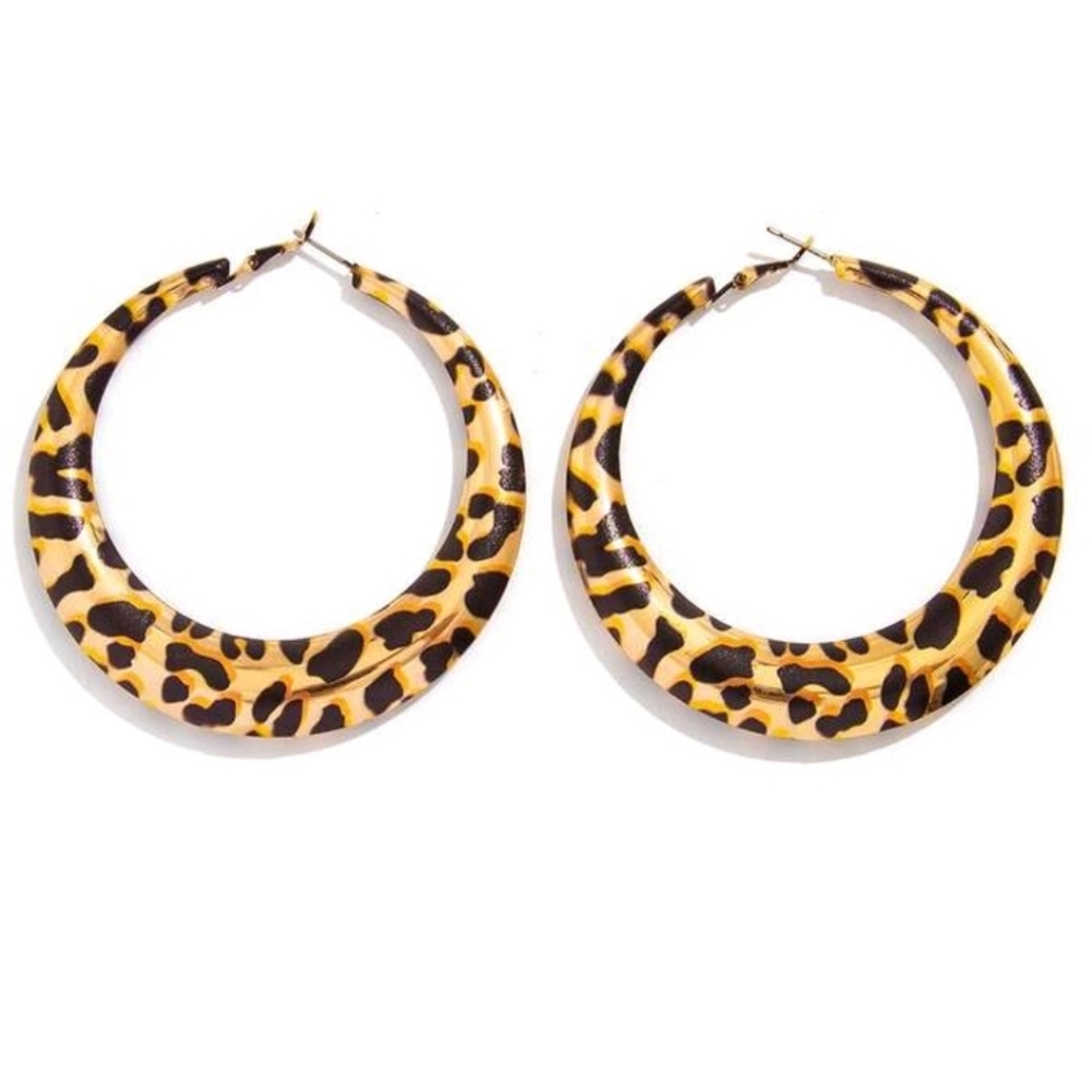 Leopard Print Hoop Earrings